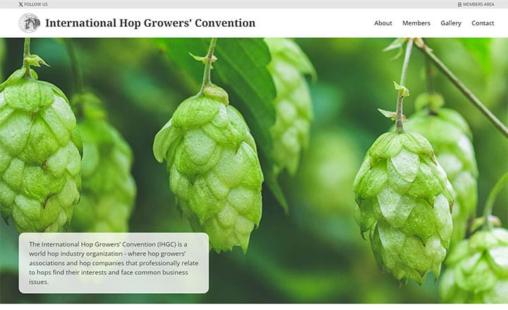 Naslovna stran spletne strani International Hop Growers' Convention